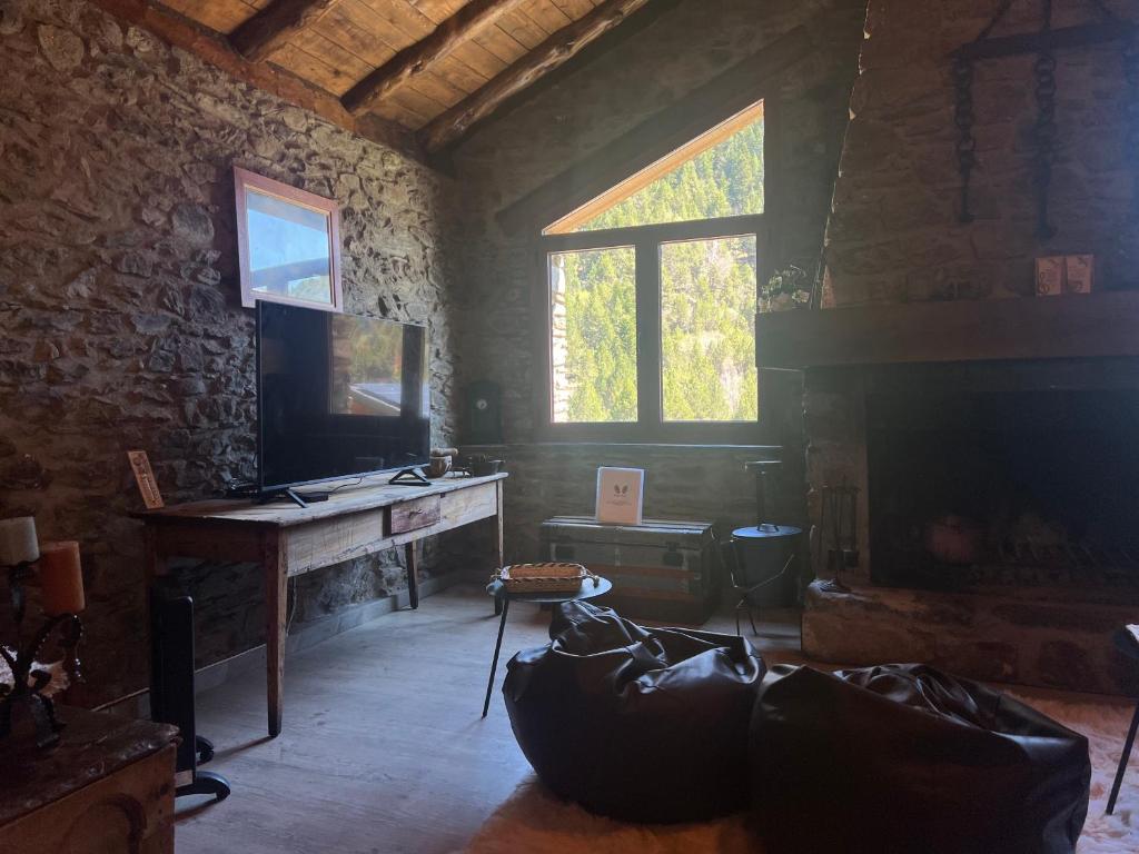 TV a/nebo společenská místnost v ubytování Borda Martí, Chalet de montaña en la Vall d'Incles HUT1-08422