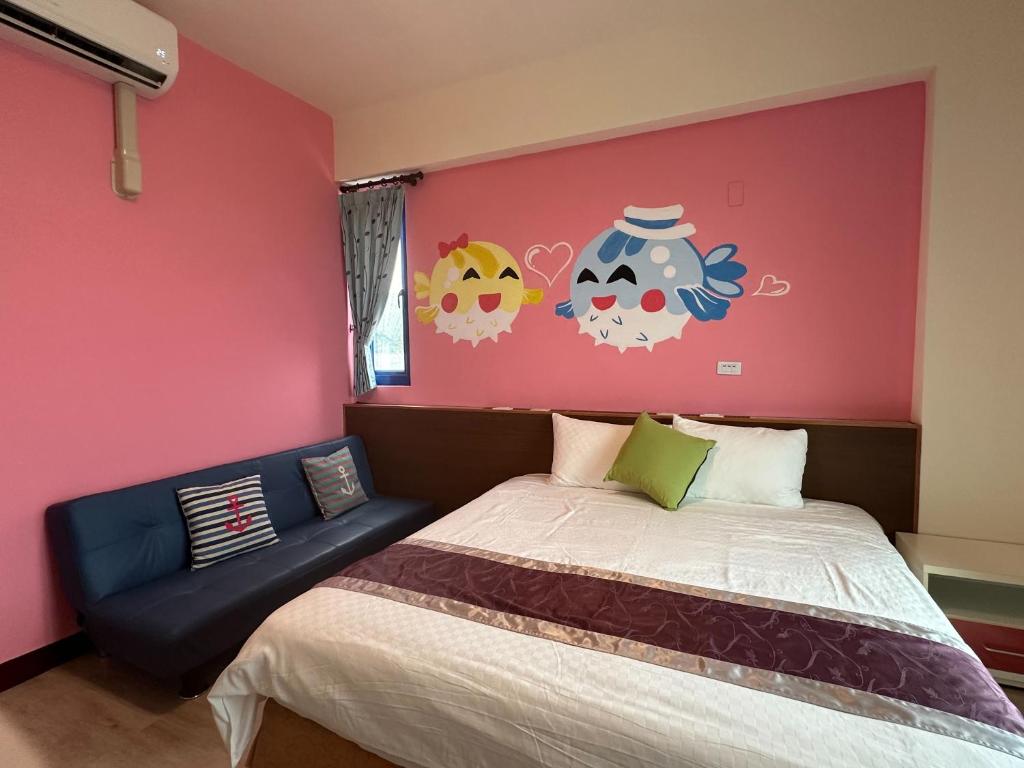 Postel nebo postele na pokoji v ubytování Blue Bay