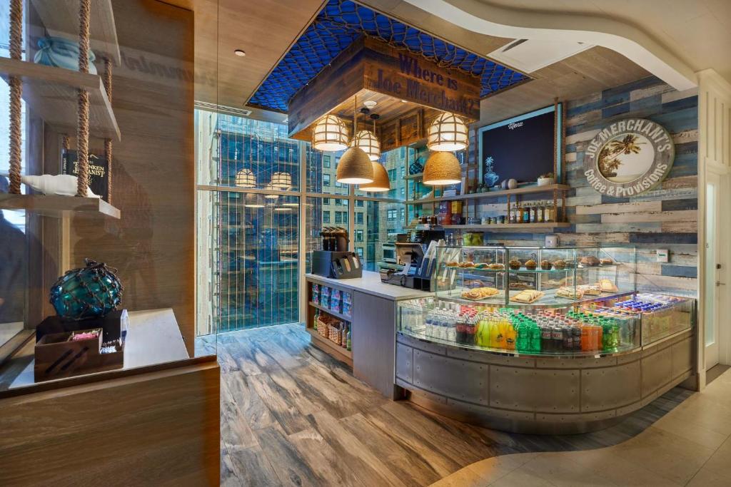 a bakery with a display case in a store at Margaritaville Resort Times Square in New York