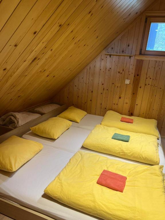 Postel nebo postele na pokoji v ubytování Koča Predilnica Velika Planina