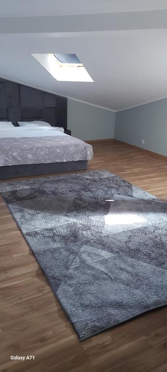 a bedroom with a bed and a rug on the floor at Hotel Relax in Leova