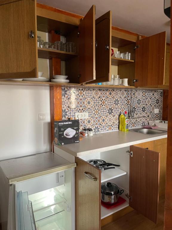 Kuchyň nebo kuchyňský kout v ubytování Rustic Villa