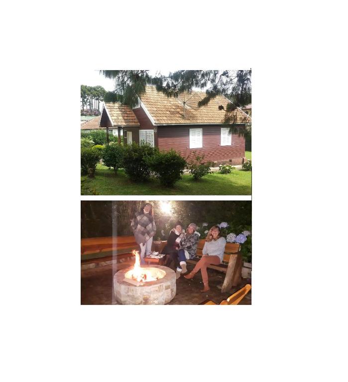 Chale de Madeira - Lareira e Fogueira---lindo gramado com mesa para café da manhã, churrasqueira e f