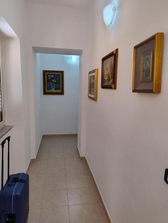 聖塔·馬里亞·迪·卡斯特的住宿－Martina，走廊上挂着行李箱和墙上的照片