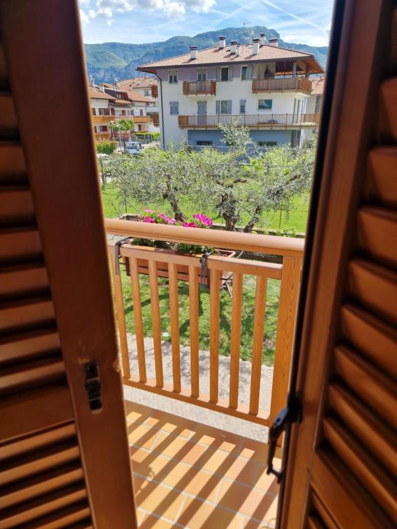 a view from the door of a balcony at Antico Fienile Agritur in Mezzocorona