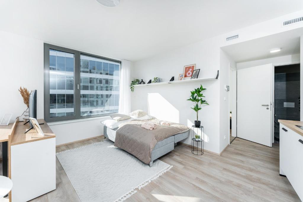 Posezení v ubytování MyMozart Apartments Prague by Rentero Property