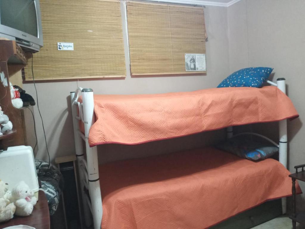 two bunk beds in a room with an orange sheet at Norma in Tandil