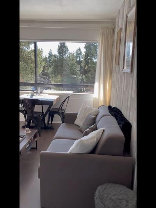 un salon avec un canapé et une table dans l'établissement FONT-ROMEU T2 cabine calme et cosy, à Font-Romeu-Odeillo-Via