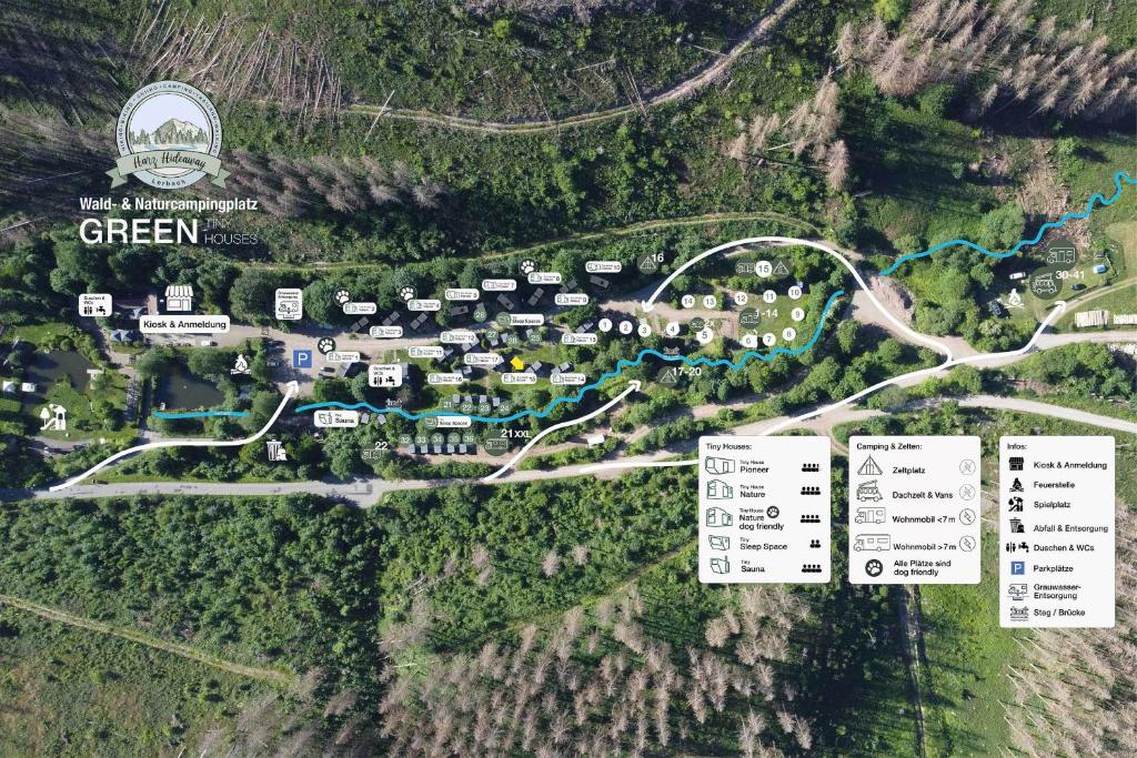 a map of the green condos at the greenplex at Green Tiny Village Harz - Tiny House Nature 15 in Osterode
