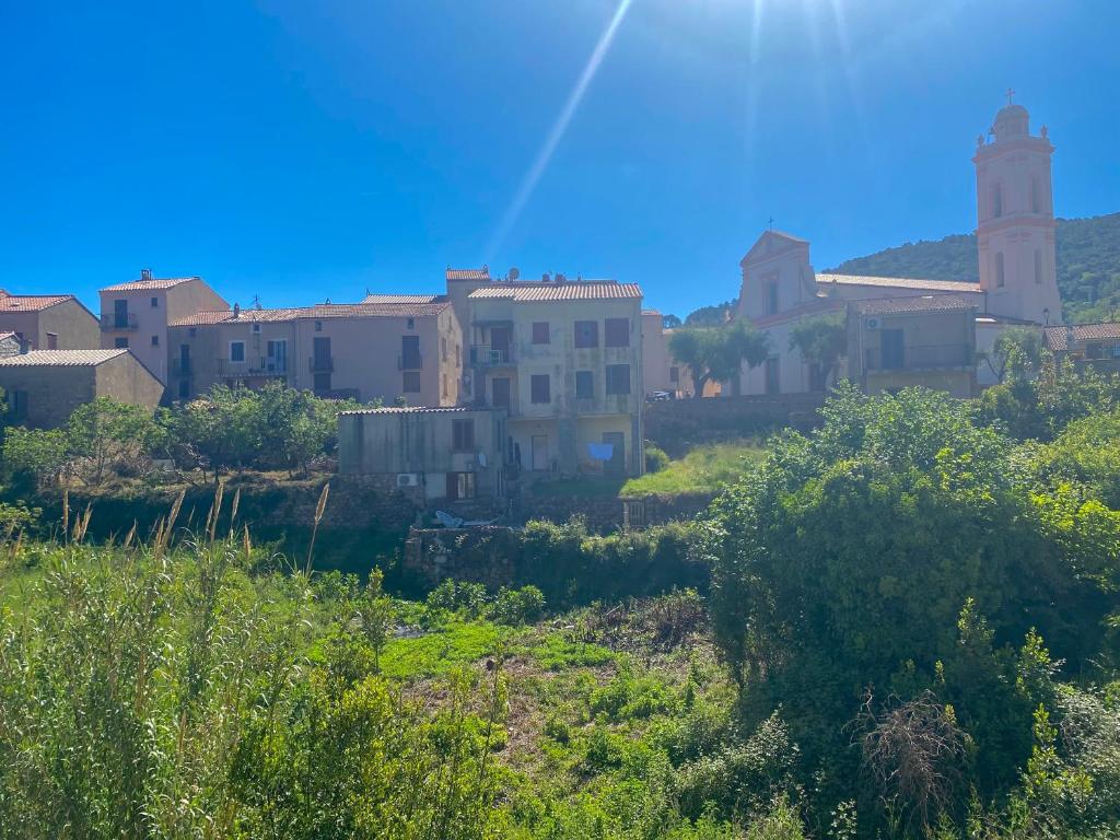 a group of buildings on a hill in a field at Piana - vue mer et village in Piana