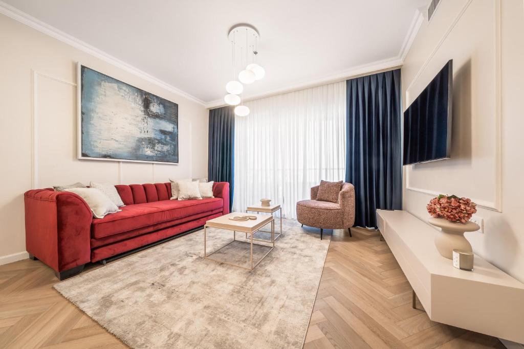 Posezení v ubytování Luxury 3BDR In The Heart Of Jerusalem