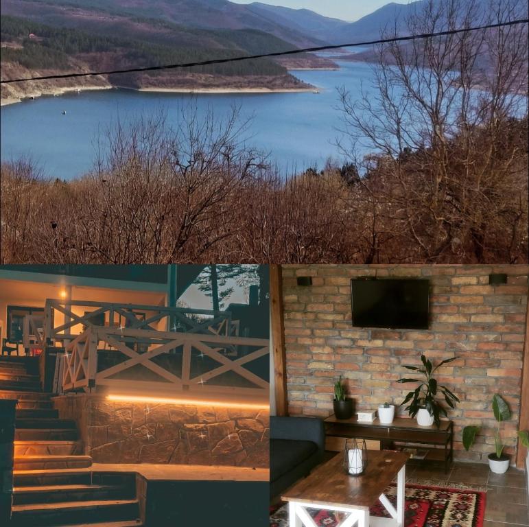a collage of photos with a view of a lake at Vila Zapis in Pirot