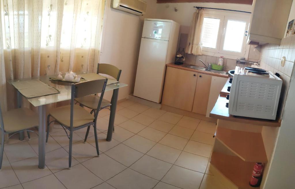 Kuchyň nebo kuchyňský kout v ubytování INFO στούντιο