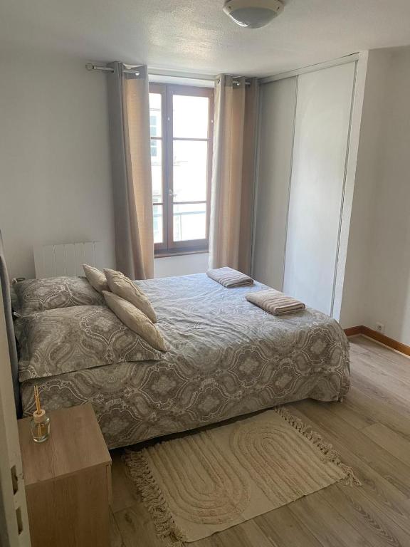 une chambre avec un lit et une fenêtre dans l'établissement Le Cosy Montferrandais, à Clermont-Ferrand
