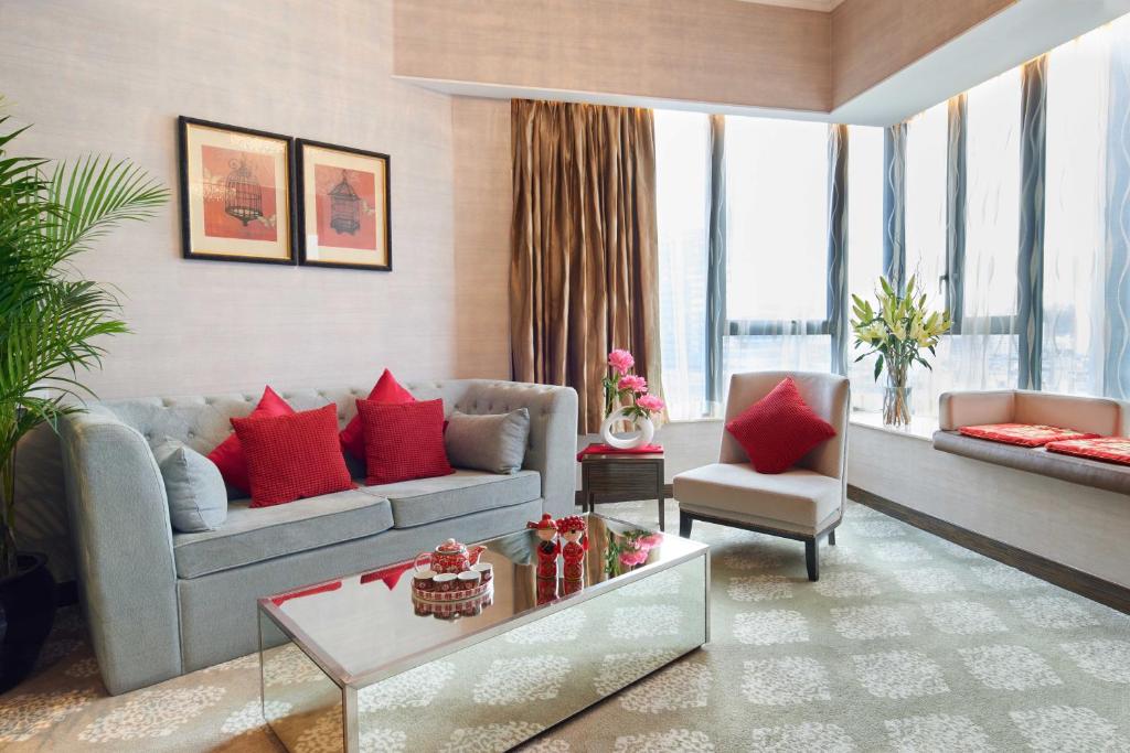 A seating area at Dorsett Kwun Tong, Hong Kong