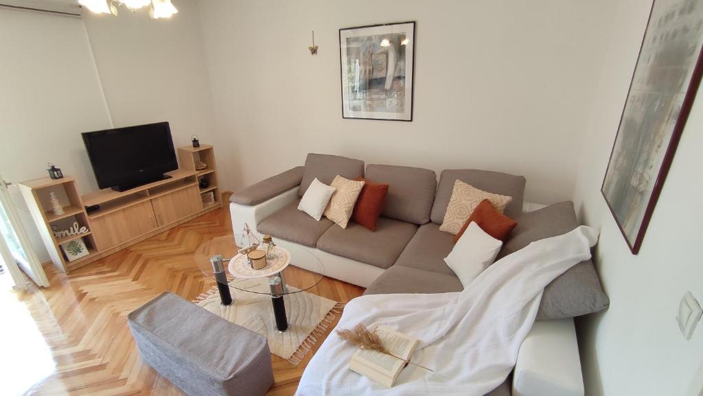 Televízia a/alebo spoločenská miestnosť v ubytovaní Deluxe Apartman Pervan