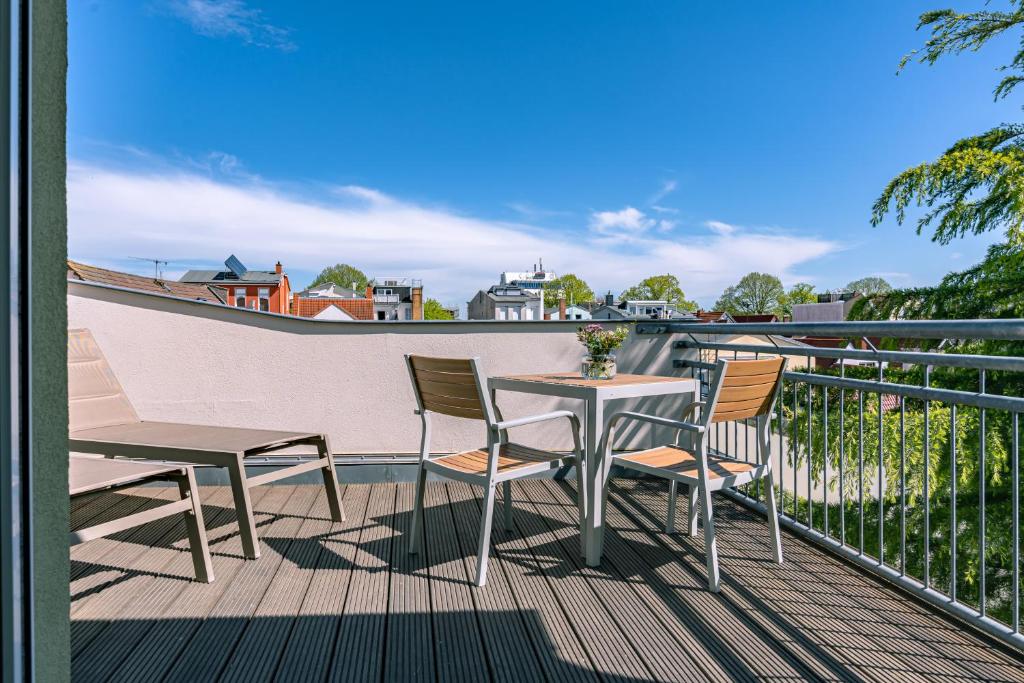 Balkón nebo terasa v ubytování Kapitänshaus Friedrich Franz - Premium Apartments 200 Meter vom Strand und Alten Strom
