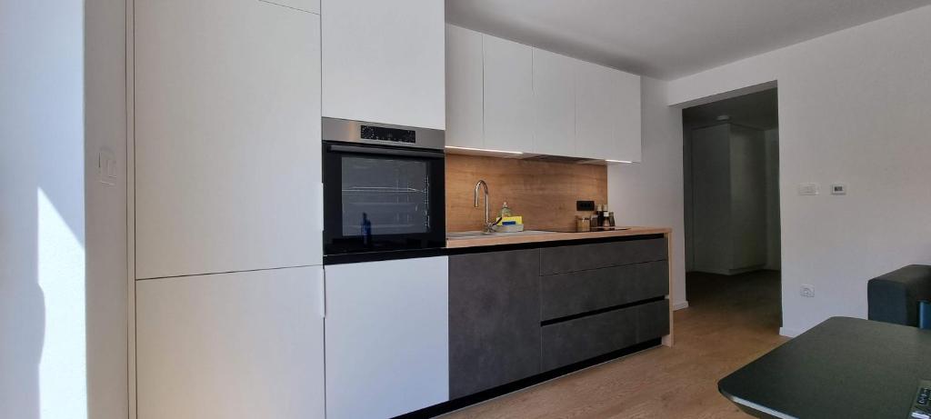 Kuchyň nebo kuchyňský kout v ubytování Naia Apartments