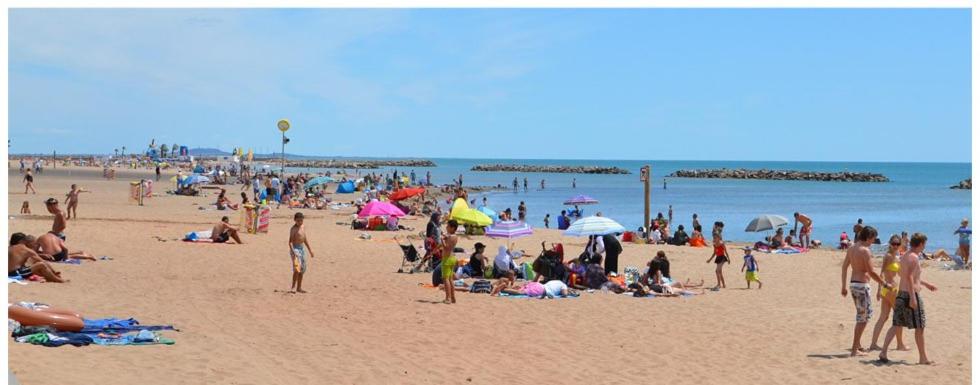 a large group of people on a beach at Chambre d&#39;hôtes in Valras-Plage