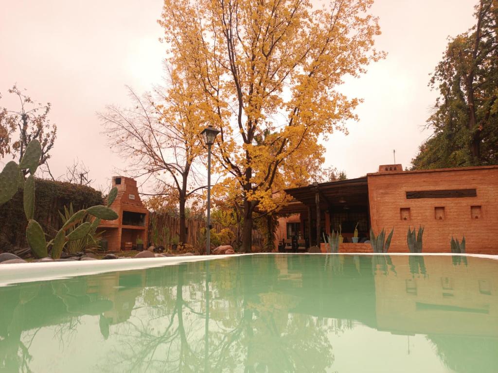 een zwembad in de tuin van een huis bij Casa Darragueira in Chacras de Coria