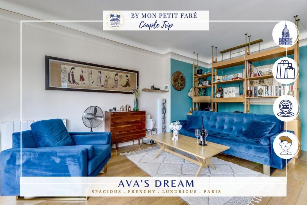 Prostor za sedenje u objektu Ava's dream - Bright & close to the Eiffel Tower