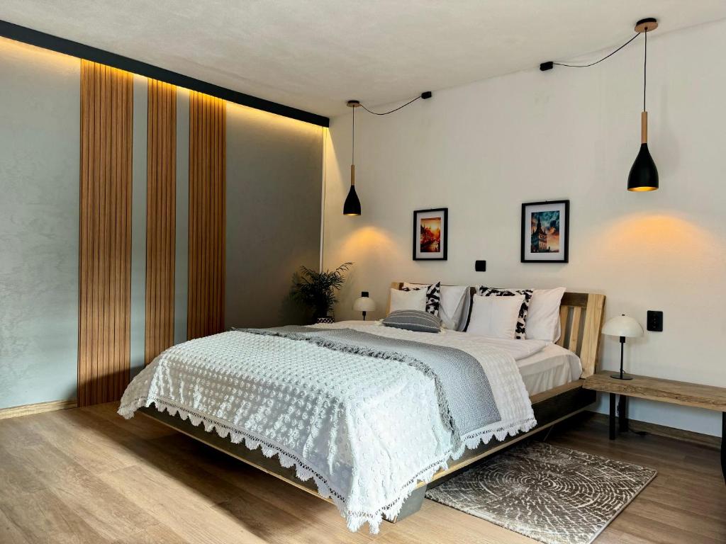 Ένα ή περισσότερα κρεβάτια σε δωμάτιο στο Lovely view apartments