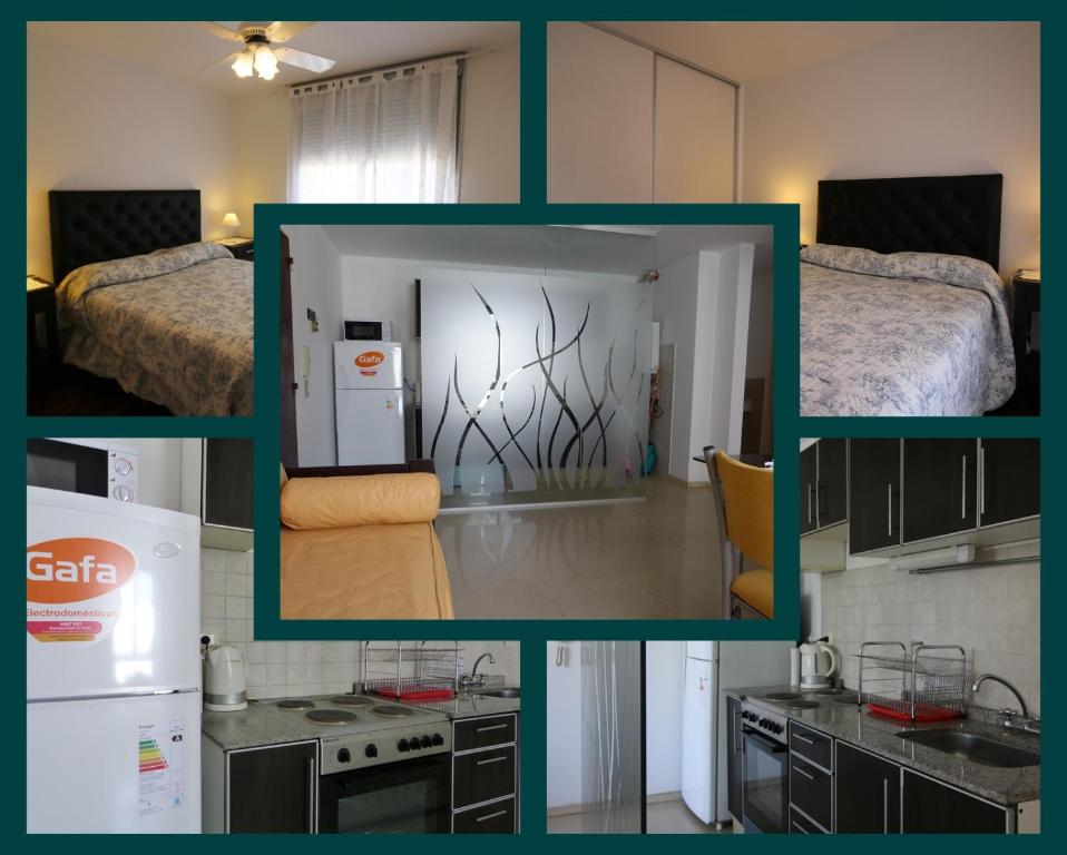 un collage de fotos de una cocina y una habitación en Departamentos Córdoba Vaes en Córdoba