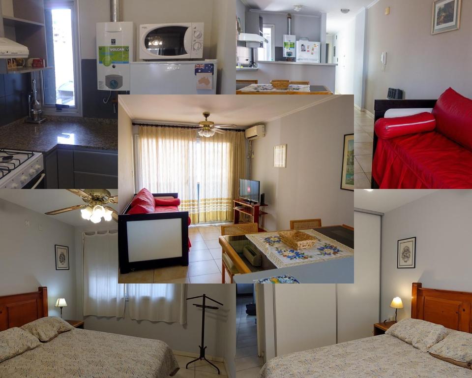 een collage van vier foto's van een kamer bij Departamentos Córdoba Nuevo Kaiken in Cordoba