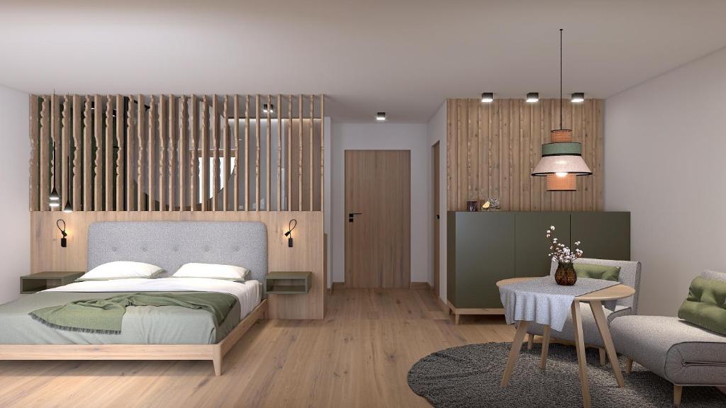 Postel nebo postele na pokoji v ubytování Stricker Aparthotel