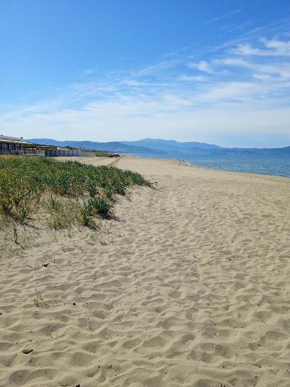 a sandy beach with the ocean in the background at Zeus casa vacanze in Paestum