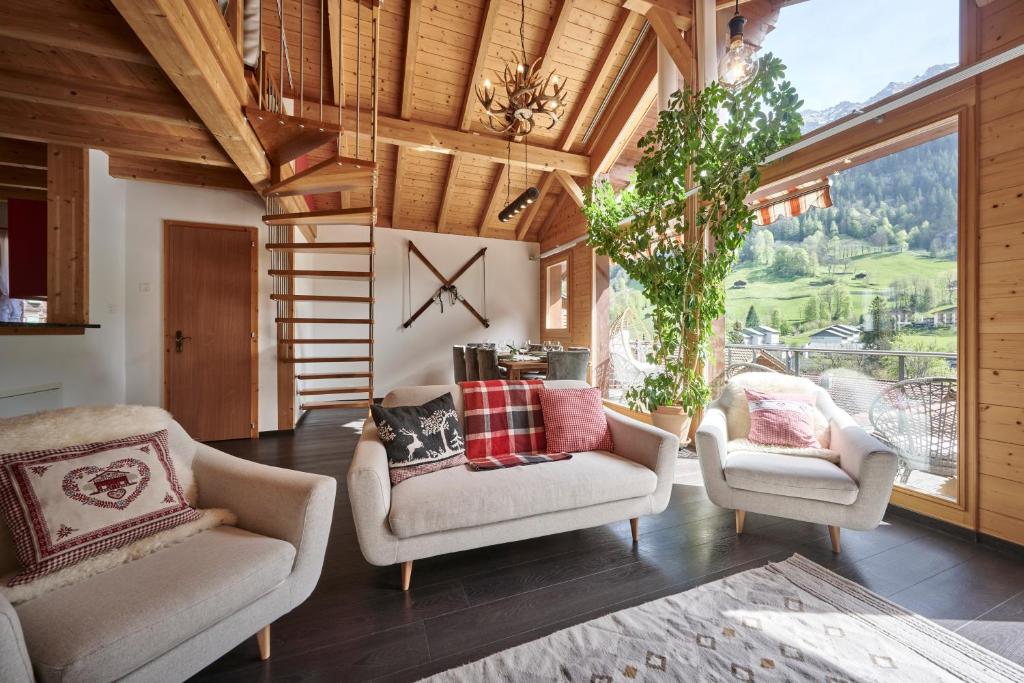 Posezení v ubytování Chalet Lauterbrunnen