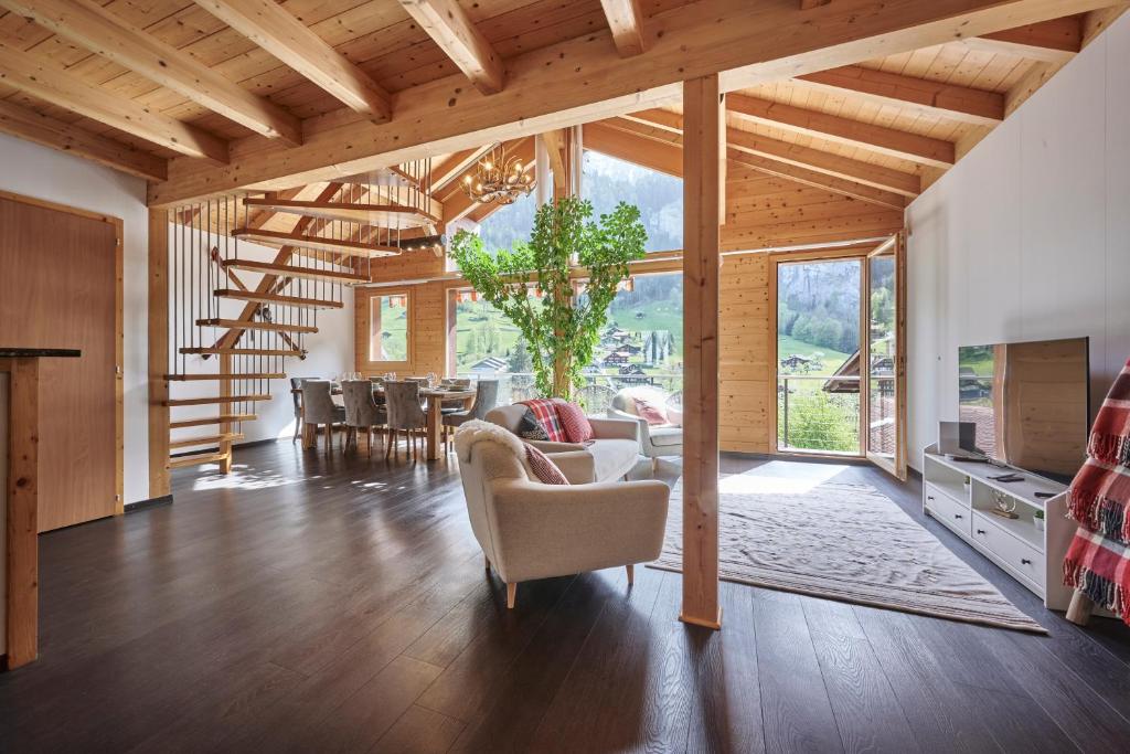 Posezení v ubytování Chalet Lauterbrunnen