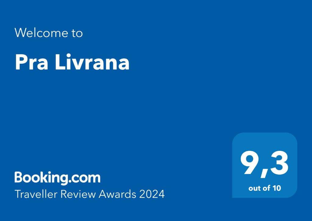 Certifikát, hodnocení, plakát nebo jiný dokument vystavený v ubytování Pra Livrana