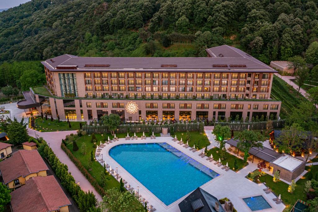 an aerial view of a hotel with a swimming pool at NG Enjoy in Sapanca