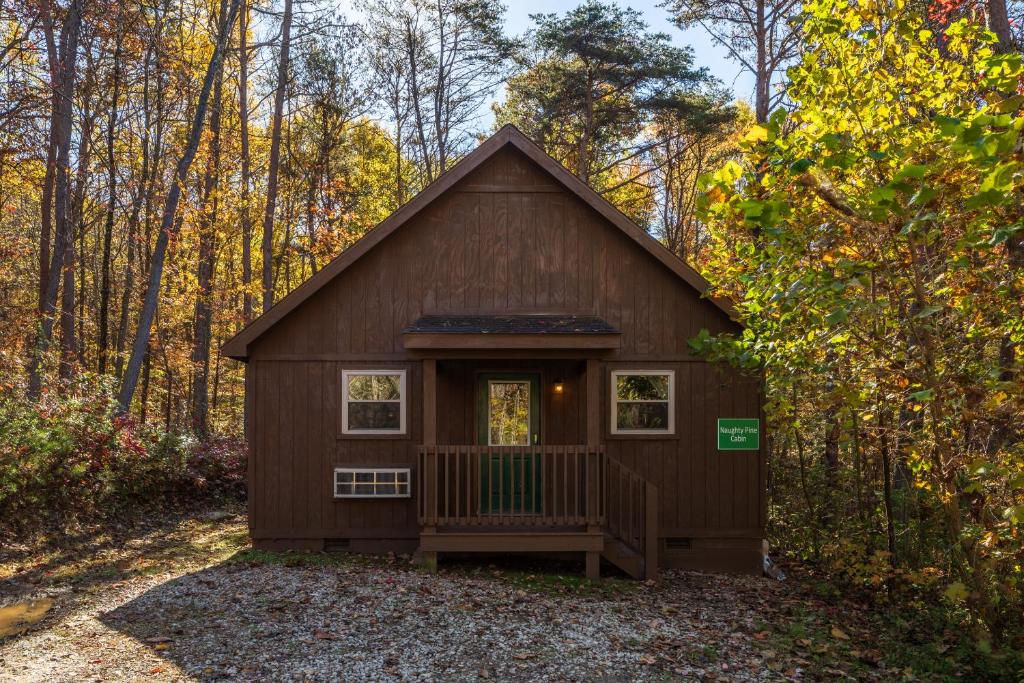 una casetta in mezzo al bosco di Blue Rose Cabins - Naughty Pine Cabin a Logan