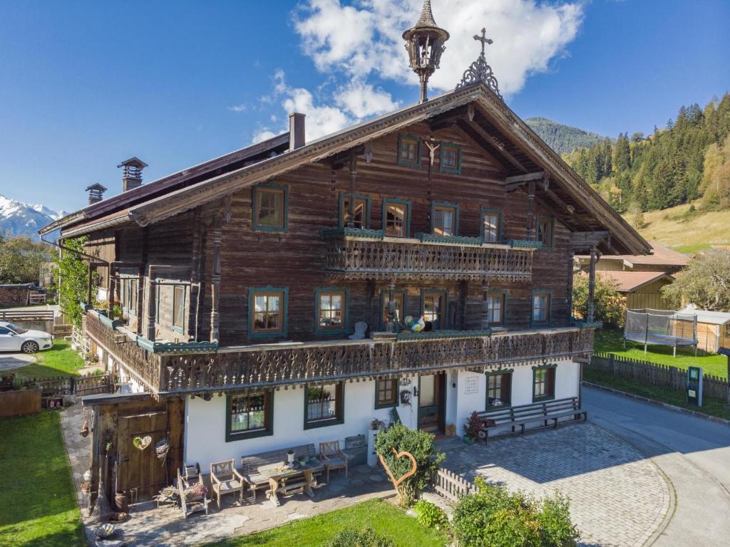 an overhead view of a large wooden house at Hauserbauer Small in Bramberg am Wildkogel