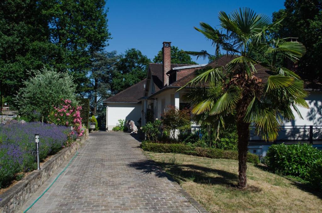 a palm tree in front of a house at La Demeure des Tilleuls in Châtenay-Malabry