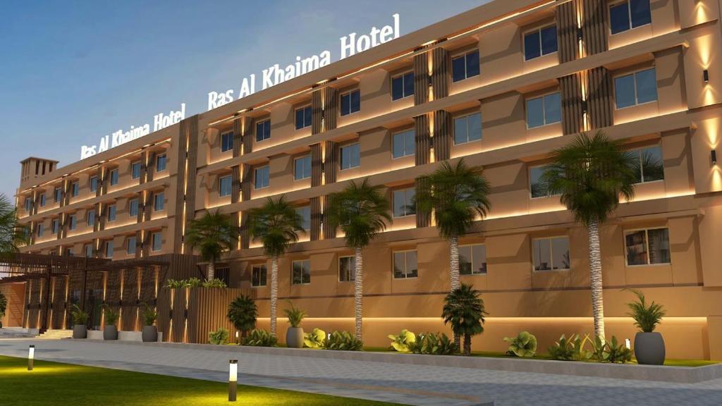 a rendering of a hotel with palm trees in front of it at Ras Al Khaimah Hotel in Ras al Khaimah