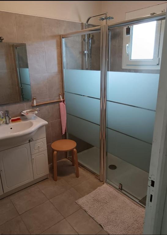 łazienka z prysznicem i umywalką w obiekcie Villa, proche centre ville w mieście Verdun-sur-Garonne