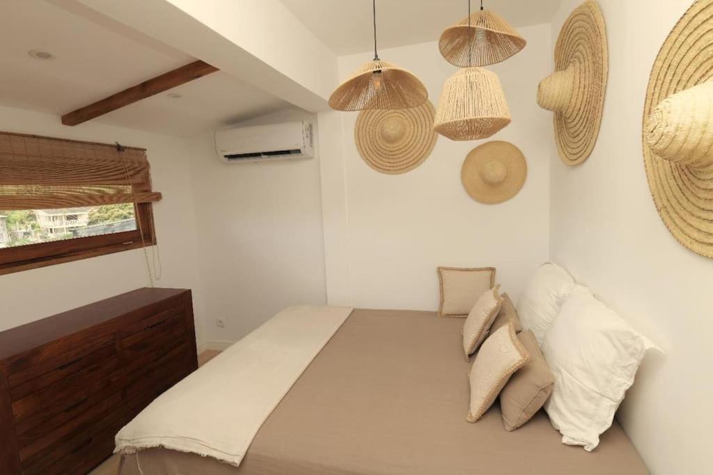 Postel nebo postele na pokoji v ubytování T3 de charme avec Rooftop vue mer, le Cactus