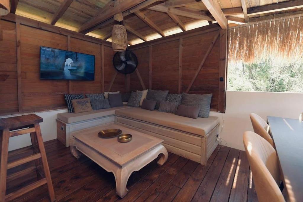 TV a/nebo společenská místnost v ubytování T3 de charme avec Rooftop vue mer, le Cactus