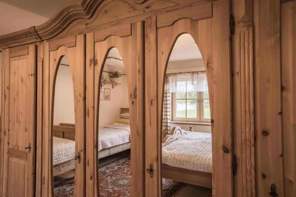 Postel nebo postele na pokoji v ubytování Chalupa pod Řípem