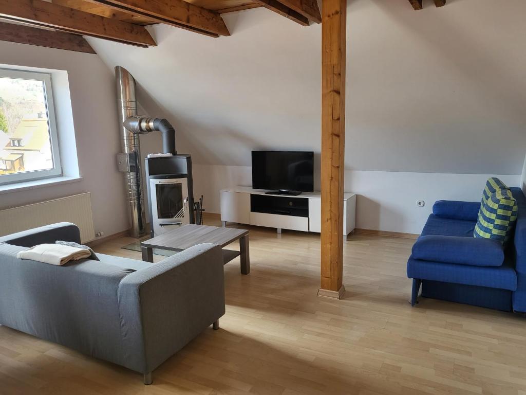 TV a/nebo společenská místnost v ubytování Ferienwohnung 123