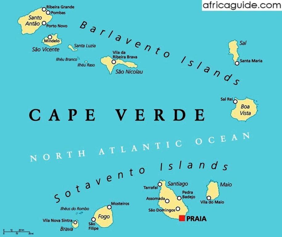 een kaart van Kaapverdische wervels en onderzeese eilanden bij aparthotelboavistacom in Sal Rei