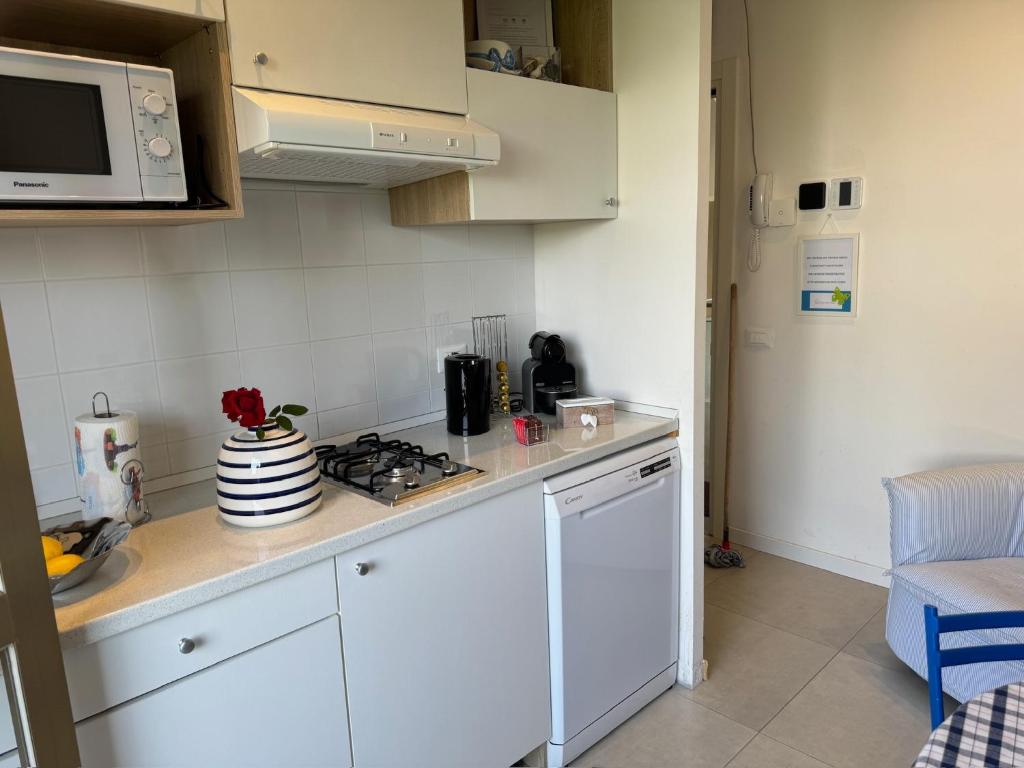 Kuchyň nebo kuchyňský kout v ubytování Alba Apartment