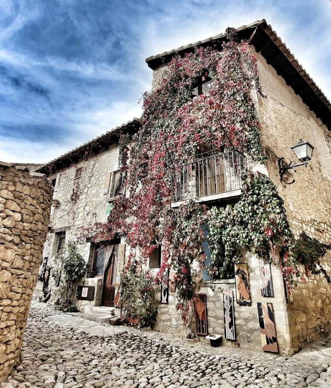 a building with flowers growing on the side of it at Casa Demetrio in Mirambel