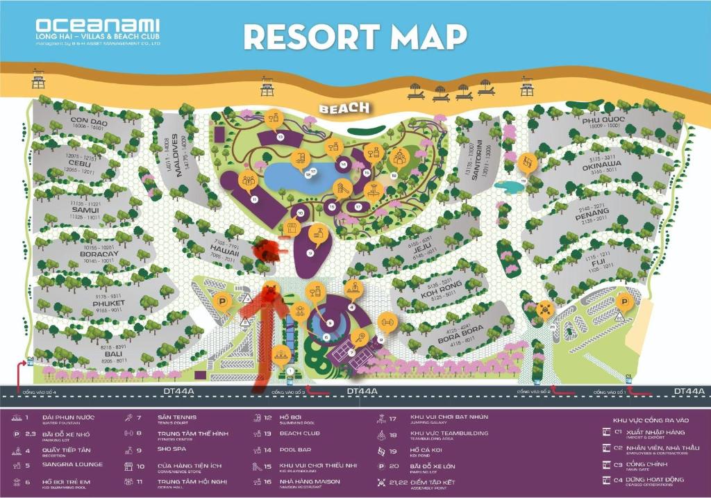 um mapa do mapa do resort em Villa Oceanami - phước hải - bà rịa - vũng tàu em Long Hai