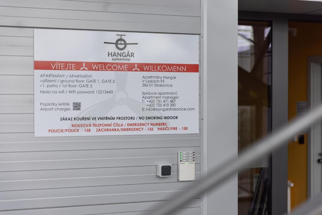 Certifikát, hodnocení, plakát nebo jiný dokument vystavený v ubytování Apartmány Hangár Strakonice
