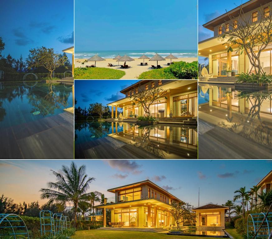 un collage d'images d'une maison dans l'établissement Astana Villa Non Nuoc Beach, à Đà Nẵng