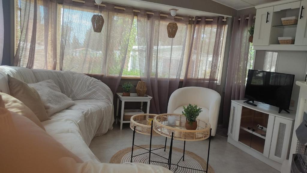 TV a/nebo společenská místnost v ubytování Mobile home a louer